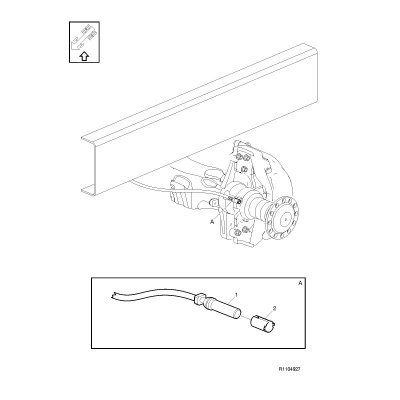 sensor - ABS Sensor and mounting (rear axle) (verify spec, catalog ref 21570619)
