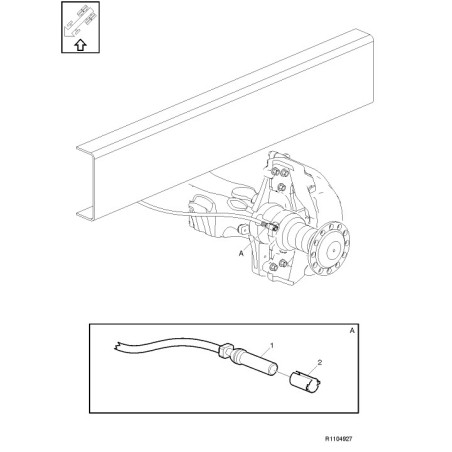 sensor - ABS Sensor and mounting (rear axle) (verify spec, catalog ref 21570619)